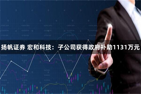 扬帆证券 宏和科技：子公司获得政府补助1131万元